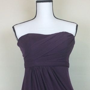 David's Bridal Plum Strapless Bridesmaid's Dress
